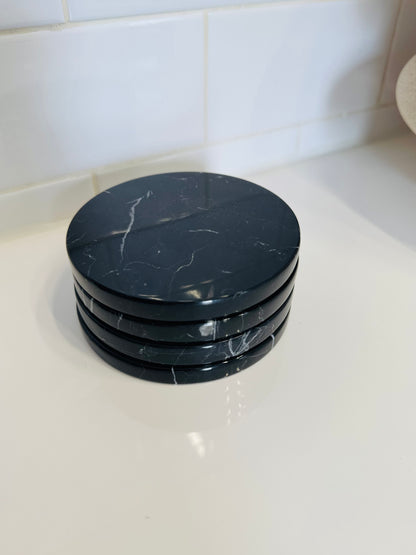 Black Round Marble Coaster (set of 4) - Briggs and Olive