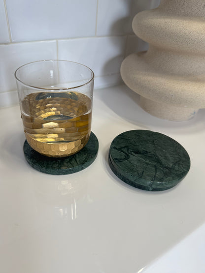 Green Flower Marble Coasters (Set of 4)